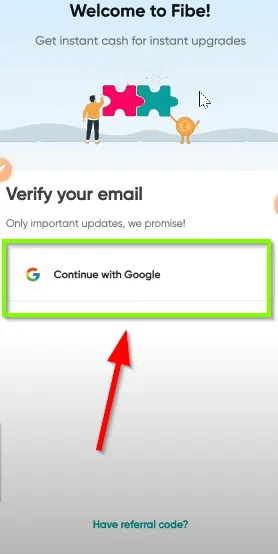 Continue with Google option
