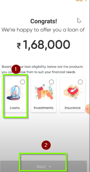 Select Loan option