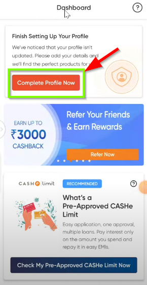 Complete Profile option