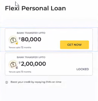 Flexi Personal credit page