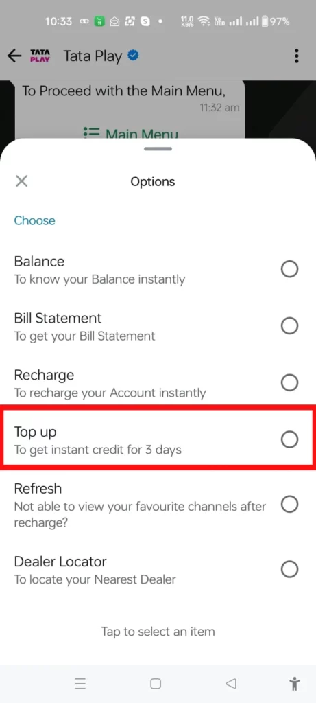 tata play loan topup option