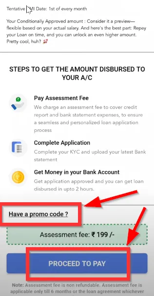 Option to apply promo code