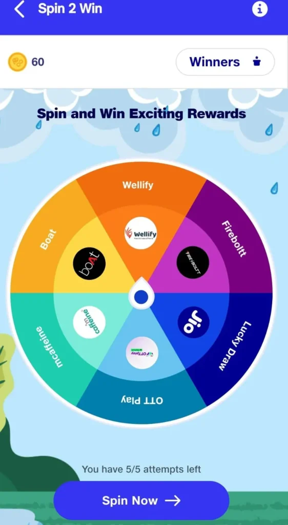 Spin and Win" wheel option