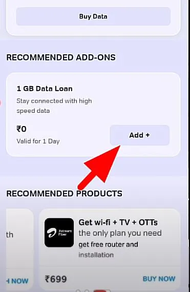 Extra Airtel 1GB Loan option