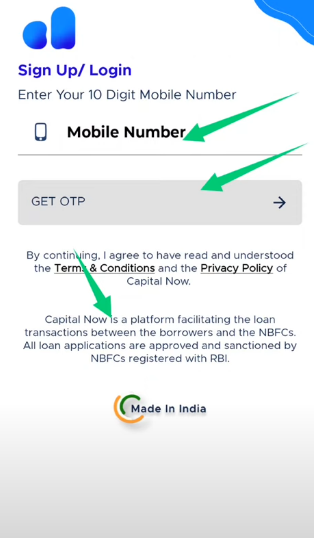 fill mobile number option