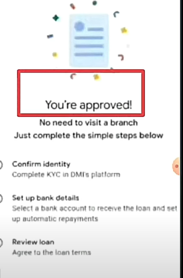 DMI Finance Loan approved होने का स्क्रीनशॉट 